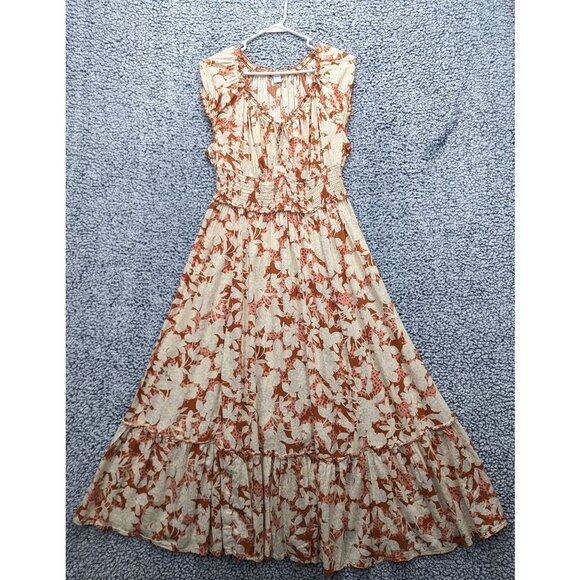 Old Navy Dresses & Skirts - Old Navy Floral Maxi Dress Womens M Sleeveless V Neck Cottagecore Fall Brown